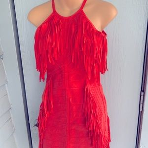 Orange tight fitted bandage dress. Very cute on..